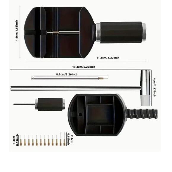 Watch Repair Tools Including a Watch Adjuster, Small Hammer, Cleaning Cloth - Picture 3 of 3